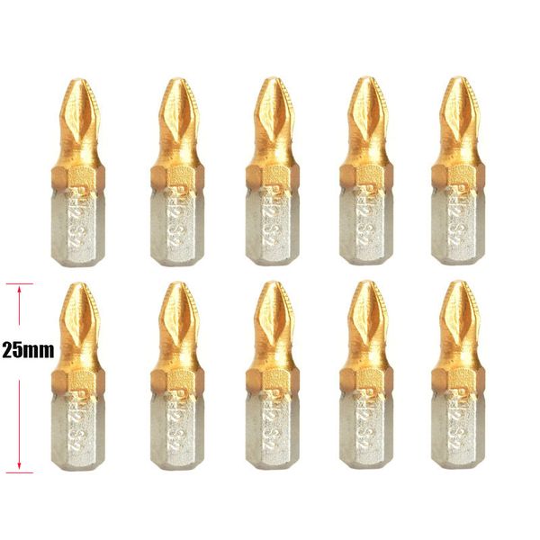 

25mm titanium coated ph2 anti slip bits electric screwdriver bits screwdriver set head 1/4" hex shank screw