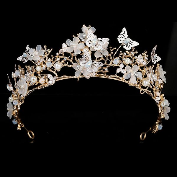 

tiaras and crown hadiyana romantic butterfly design women wedding party corona princes zircon bcy8890 accesorios para el cabello, Golden;white