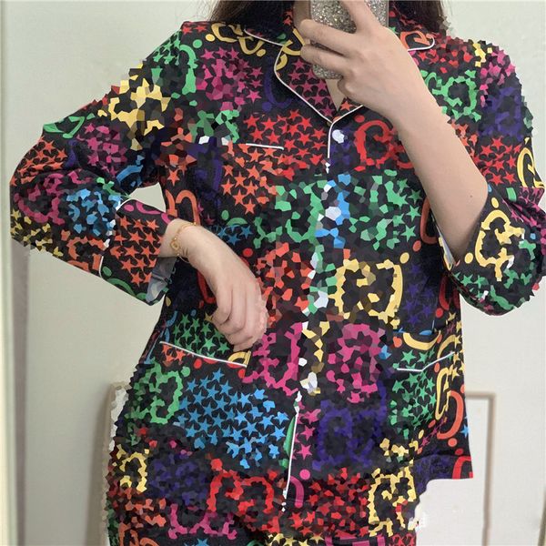 

colorful big g letter womens pajamas luxury letters printed women sleepwear girls casual long-sleeve shirt home clothing two piece sets