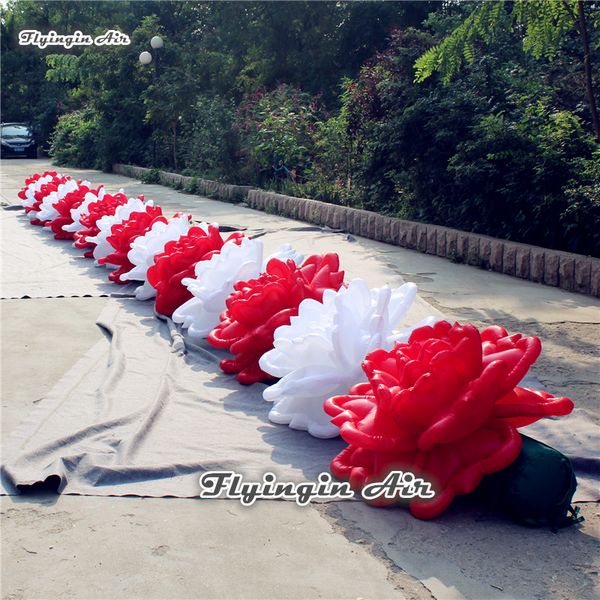 Iluminação Inflável Rose Flor Cadeia 6 m / 8 m / 10 m Levou Casamento Escultura Flor Balão Para Decoração de Festa À Noite