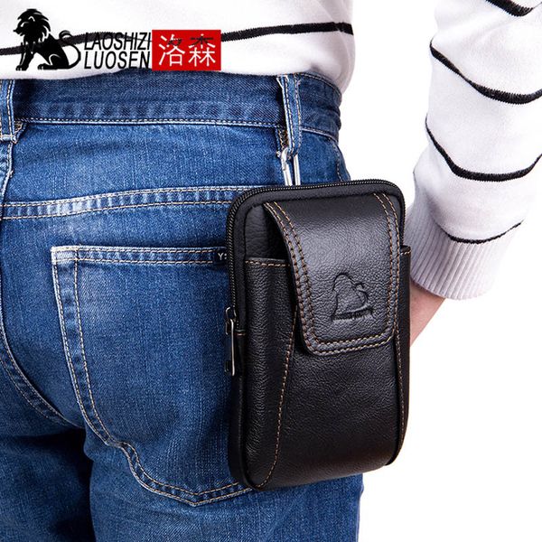 

laoshizi luosen anti-theif men's waist bags for phone bum bag fanny pack hip bag belt genuine leather money belt 91108