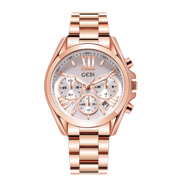 

women quartz watch fashion calendar rose gold purple color ladies wristwatch girls female clock, Slivery;brown