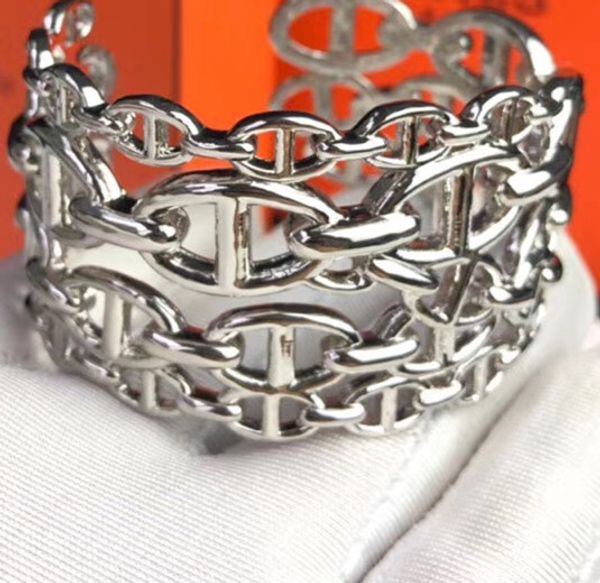 

zoziri jewelry hollow silver color wide h lock bangle bracelet women ladies accessories, Black