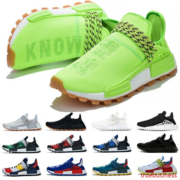 

nmd human race trail men women running shoes hu pharrell williams runner yellow black white red mens trainers sport sneakers size 36-47