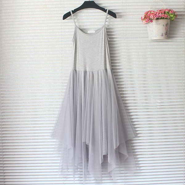 

women summer lace dress mesh sundress cotton sleeveless white dress women casual mid-calf tulle dresses femme vestidos 2020, Black;gray