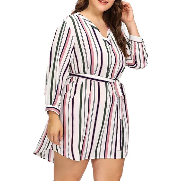 

fashion summer dress female 2018 plus size womens stripe boho dress lady beach sundrss elbise robe vestidos, Black;gray