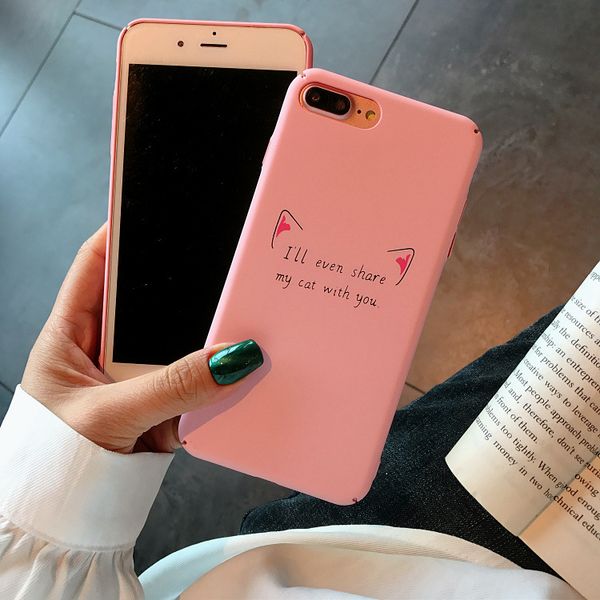 

japanese and korean cute pink cats are suitable for apple 6s mobile phone case iphone 7plus/8p full-wrapped grinding suit