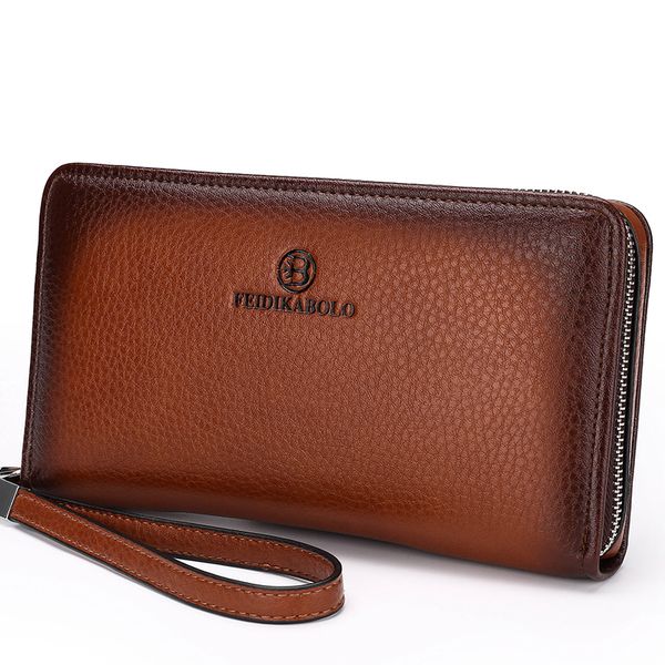 

2019 male leather purse men's clutch wallets handy bags business carteras mujer wallets men black brown dollar price, Red;black