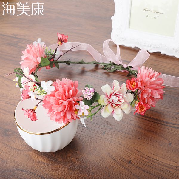 

haimeikang handmade fabric flower crown bridal hair accessories prom flower garland for kids health wreath