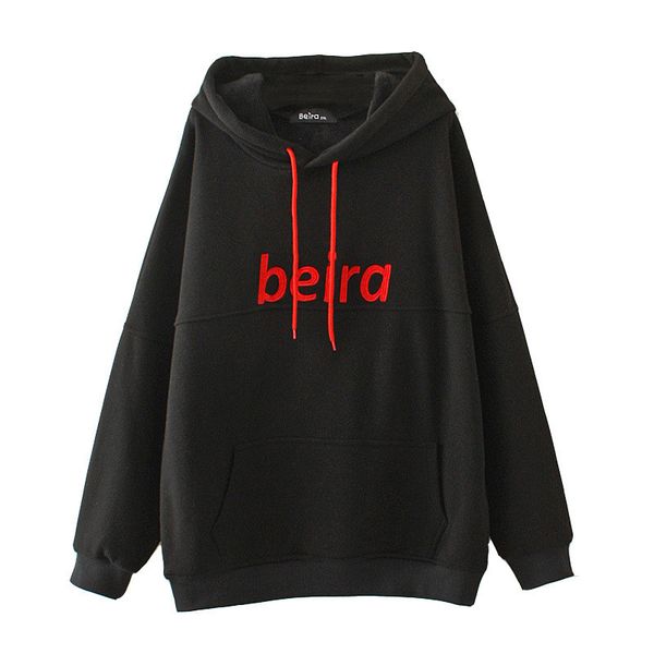 

new plus size 4xl autumn winter hooded sweatshirt women pullover letter embroidery flocking warm casual female hoodies g109, Black