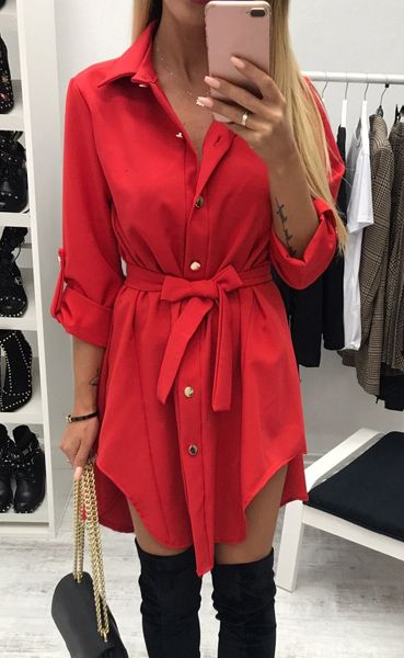 

long sleeve dress women dresses shirt dress womens fashion long sleeve solid mini dress office ladies buttons irregular turn down ws4705e, Black;gray