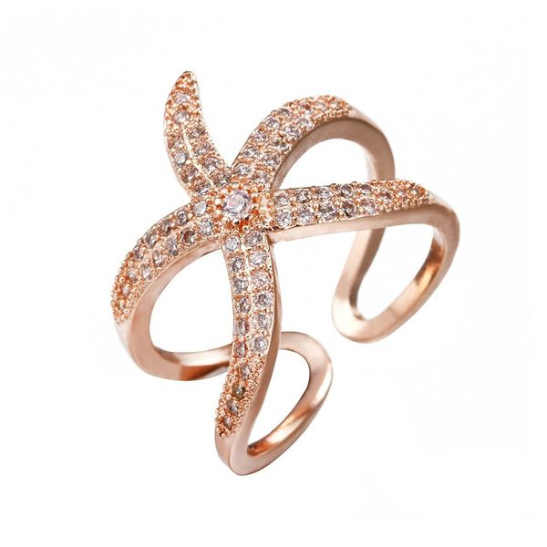 

creative opening adjustable sea star ring rose gold silver ring beach bohemia jewelry female wedding engagement rings couple, Slivery;golden