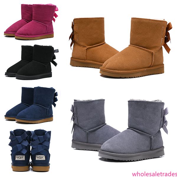 

дешевые модные австралийские wgg классические детские сапоги дизайнерские снегоступы для детей девочка мальчик лодыжки бейли бантом зимние п