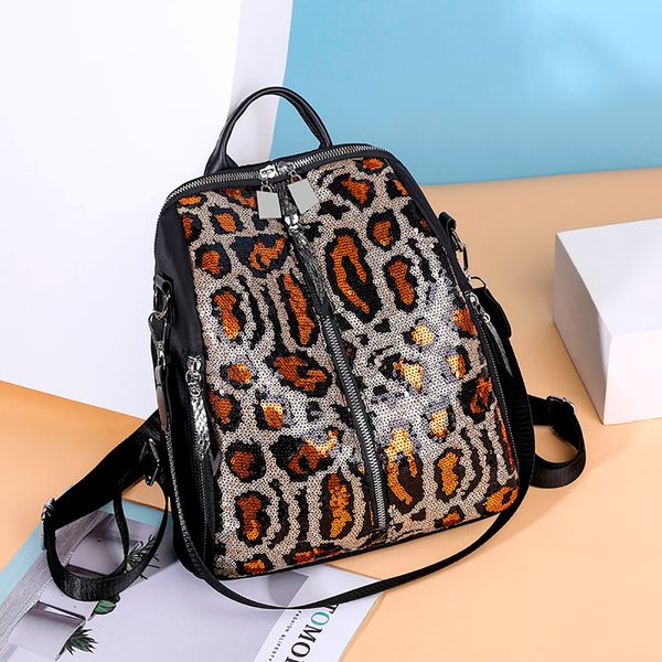 

leopard pattern fashion women backpack leather school bags for teens travel tote backpack ladies casual shoulder bag #t2g