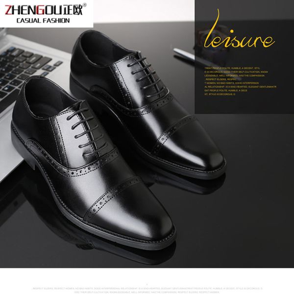 

zhengou2019 men loafers casual dress formal leather male shoes luxury office classic wedding social oxfords shoes, Black