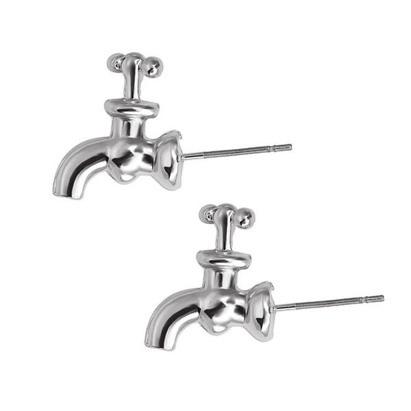 

faucet earring unique funny black silver color stud earrings for cool women men jewelry accessories gifts beautiful earring, Golden;silver