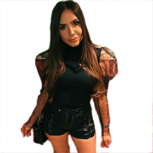 

2019 women's style all-match bubble long t-shirt female 2019 women's style all-match bubble sleeve long sleeve t-shirt female, White