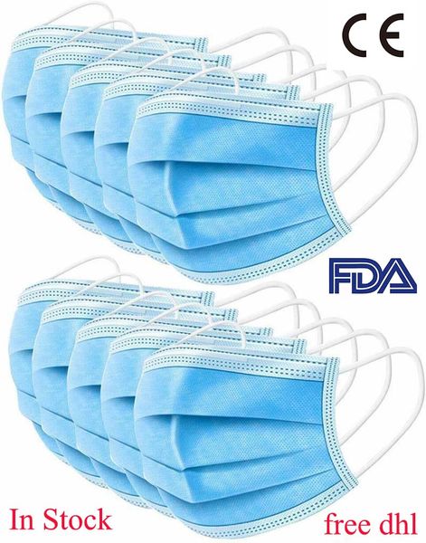 

face mask 3 layer disposable anti dust home use indoor outdoor protective masks face masks with elastic earloop dhl free