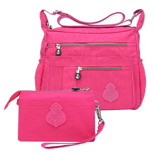 

2pcs fashion women nylon shoulder bag waterproof elegant daily shopping handbag two-piece set bolsa feminina y