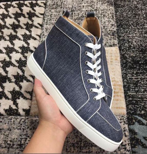 

оригинальная коробка, eu35-46] роскошный синий демин кожа дешевые красные нижние кроссовки обувь для женщин, мужчин повседневная идеальный, Black