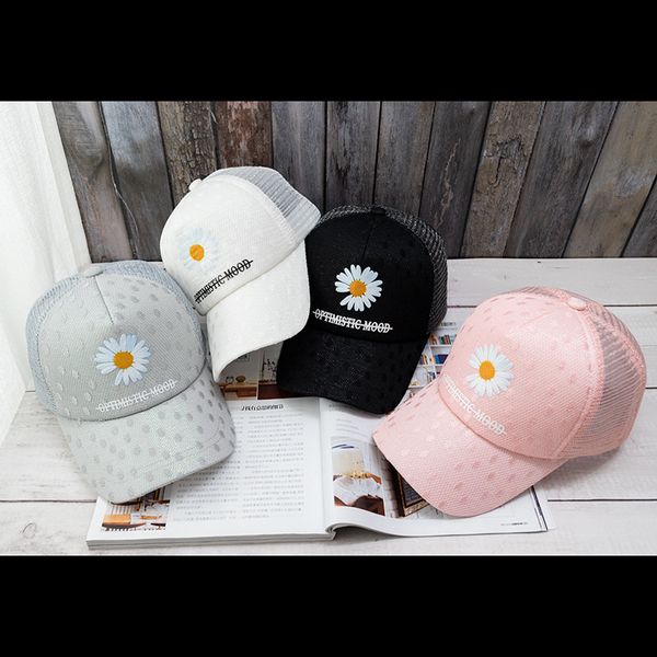 

daisy baseball cap,cutout cap,mesh hip-hop cap,shading breathable sun hat,individual letter cap, Blue;gray