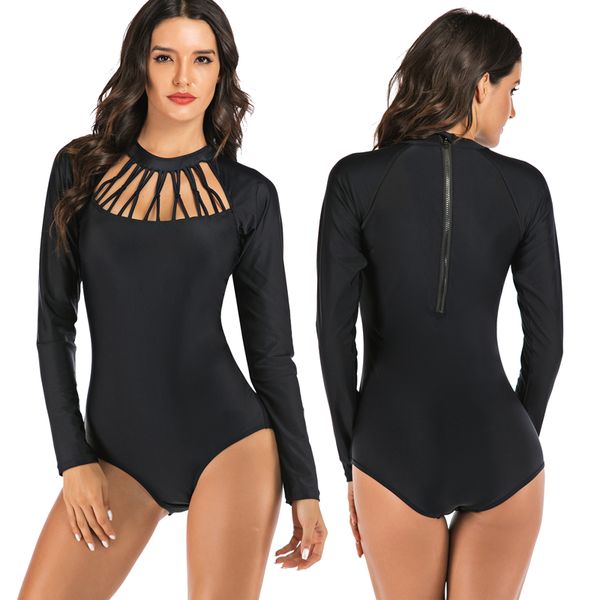 

surfing swimsuits for women one-piec swimsuit bikini push up 2020 surfing suit long sleeve solid tunics beach wear rash guard, White;black