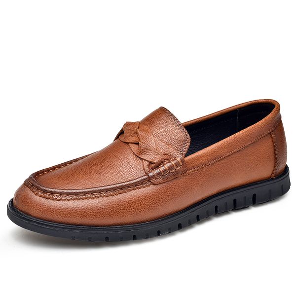 

fashion comfortable breathable soft genuine leather loafers shoes mens moccasin shoes casual falts men nice new driving, Black