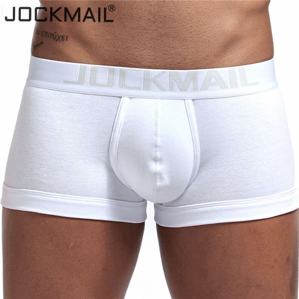 

jockmail brand cotton men underwear men's boxers solid black white gray low waist u convex sports comfort pants men boxer