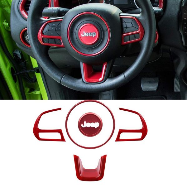 

interior decoration trim kit steering wheel cover for front grille trim covers protector black abs for renegade 15-18