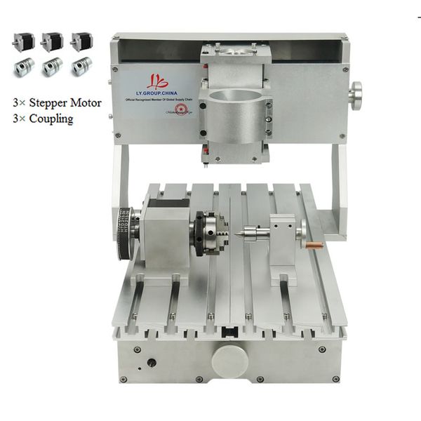 

cnc 3020 frame kit assembled mini cnc router lathe 4axis rotary axis for diy 65mm spindle nema23 motor engraving machine