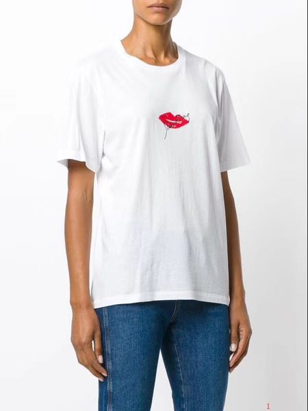 

mens womens designer tshirt 2020 new red lips print personality short sleeve tee casual summer solid color shirt for couple ltt9060901, White;black