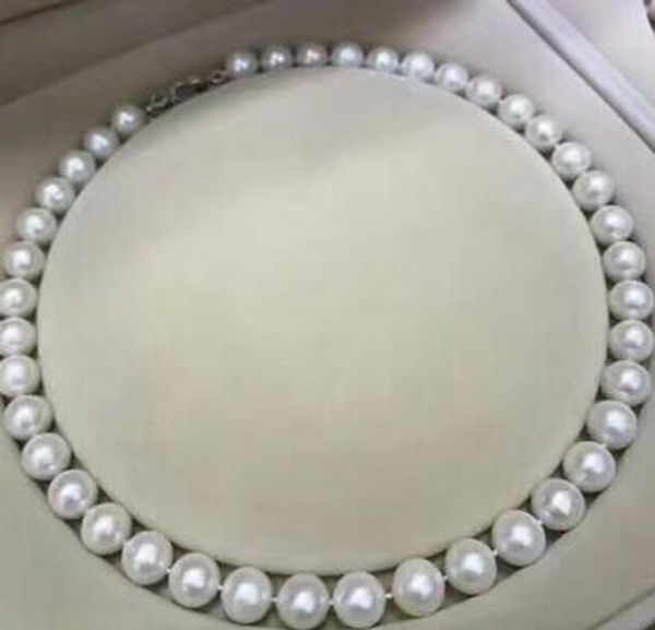 

classic 11-12mm south sea white pearl necklace 18 inches, Silver