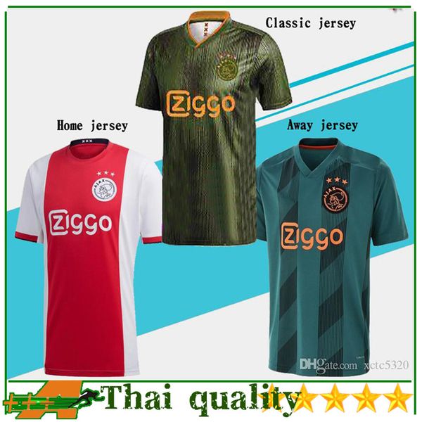 

2020 ajax home soccer jerseys de jong tagliafico shirt 19/20 tadic de ligt ziyech men football uniforms, Black;yellow