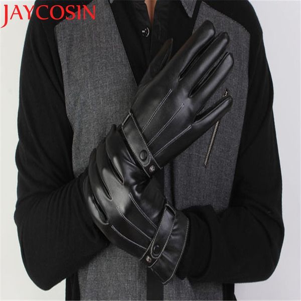 

men' luxurious pu leather winter super driving warm gloves cashmere tactical gloves black drop shipping s30, Blue;gray