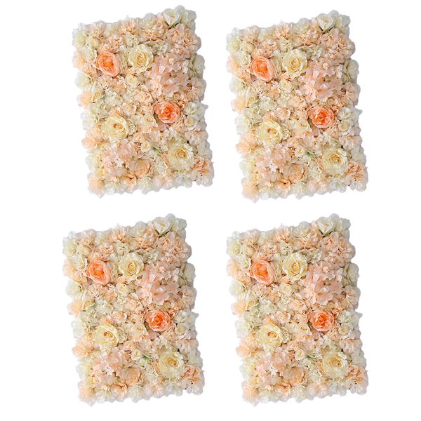 

4pieces artificial flower wall wedding venue flower pillar main road decor orange