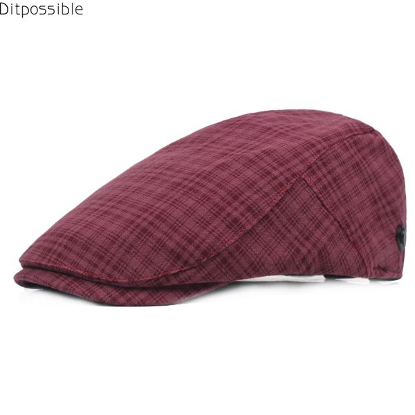 

ditpossible 2018 new plaid vintage beret hats men cotton casquette summer hats for women retro berets caps unisex, Blue;gray