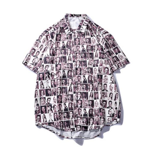 

men's summer hawaii beach lovers short sleeve shirt trend short sleeve shirt casual loose beach flower, White;black