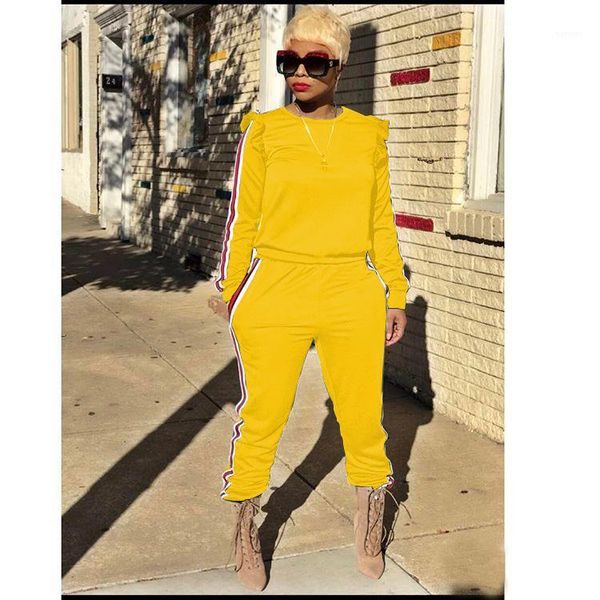 

candy color clothing sects long sleeve pencil pants fashion apparel women fashion ruffle suits 2pcs pants, White