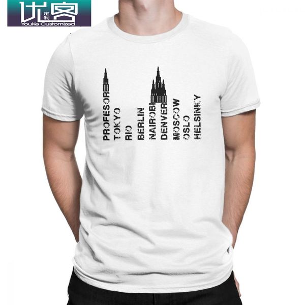 

men's la casa de papel t shirts pure cotton casual short sleeve crewneck tees party t-shirts, White;black