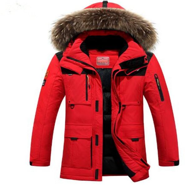 

2018 winter jacket men coat duck down jacket with fur hood removable parka men coat masculine plus size, Black;white