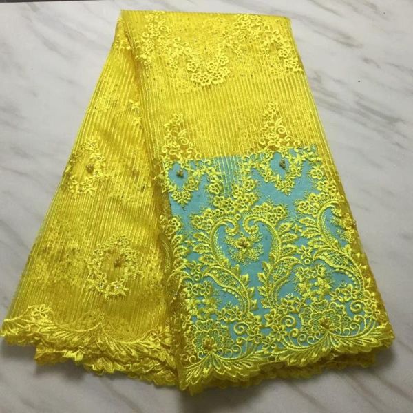 

2020 stones african beads lace fabric french net embroidery tulle lace fabric for nigerian wedding party dress, Pink;blue