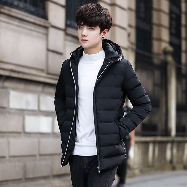 

men's cotton-padded clothes 2018 winter new style korean-style hooded thick warm leisure jacket men's down padded on behalf, Tan;black
