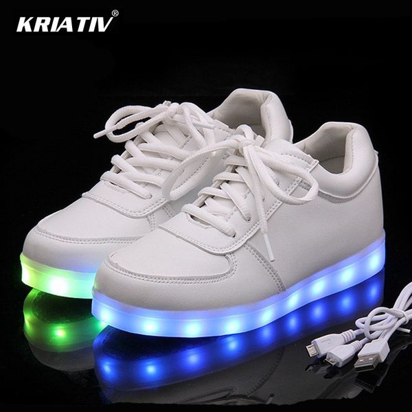 

kriativ usb charger lighted shoes for boy&girl glowing sneakers light up trainers kid casual luminous sneakers led slippers t200114, Black;red