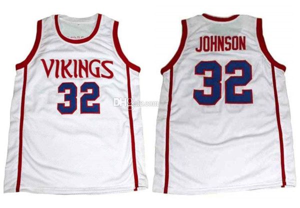 

lansing everett high school vikings magic johnson #32 retro basketball jersey men's stitched custom number name jerseys, Black;red
