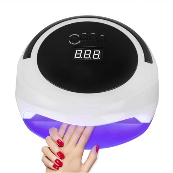 

nail dryer, uv nail lamp 75w led curing lamp, polish dryer led curing light uv lamp for gel nails 4timer setting, memo, Silver
