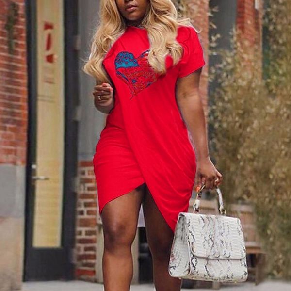 

for dresses women party fashion heart print casual mini draped o neck dress dresses elegant 2019 summer vestid designer clothes, Black;gray