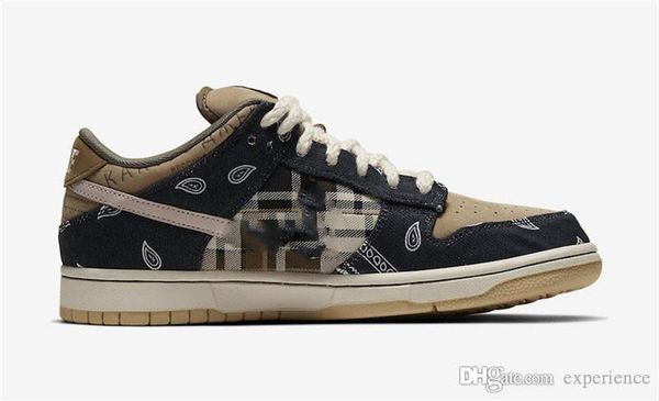 

authentic sb dunk low travis scott regular box cactus jack black parachute beige petra brown ct5053-001 men women running shoes sneakers