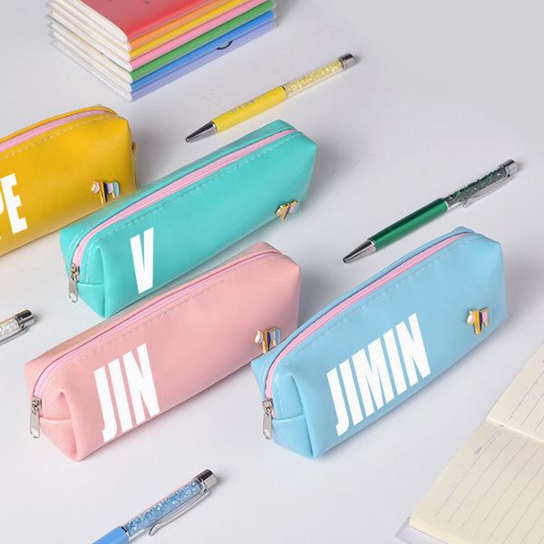 

KPOP BTS Pencil Case Bangtan Boys Jin Jimin Jungkook V Jhope PU Bag Makeup Bag Fans Favor WJ065