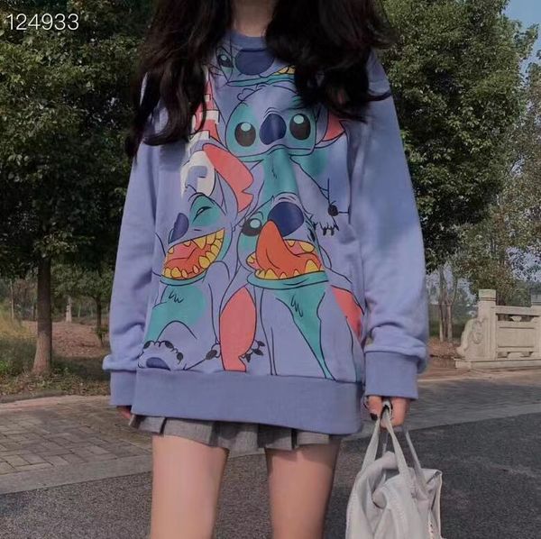 

womens mens oversize fashion designer hoodie brand o-neck jumper luxury sweatshirt cartoon violet fresh casual b102247z, Black