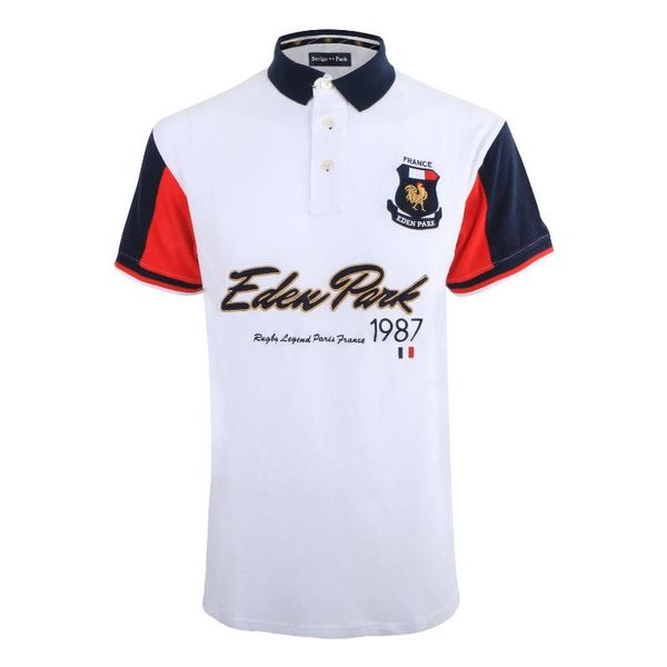 

serige eden park 1987 new summer short sleeve patchwork mens shirt superior cotton material anti-pilling, White;black